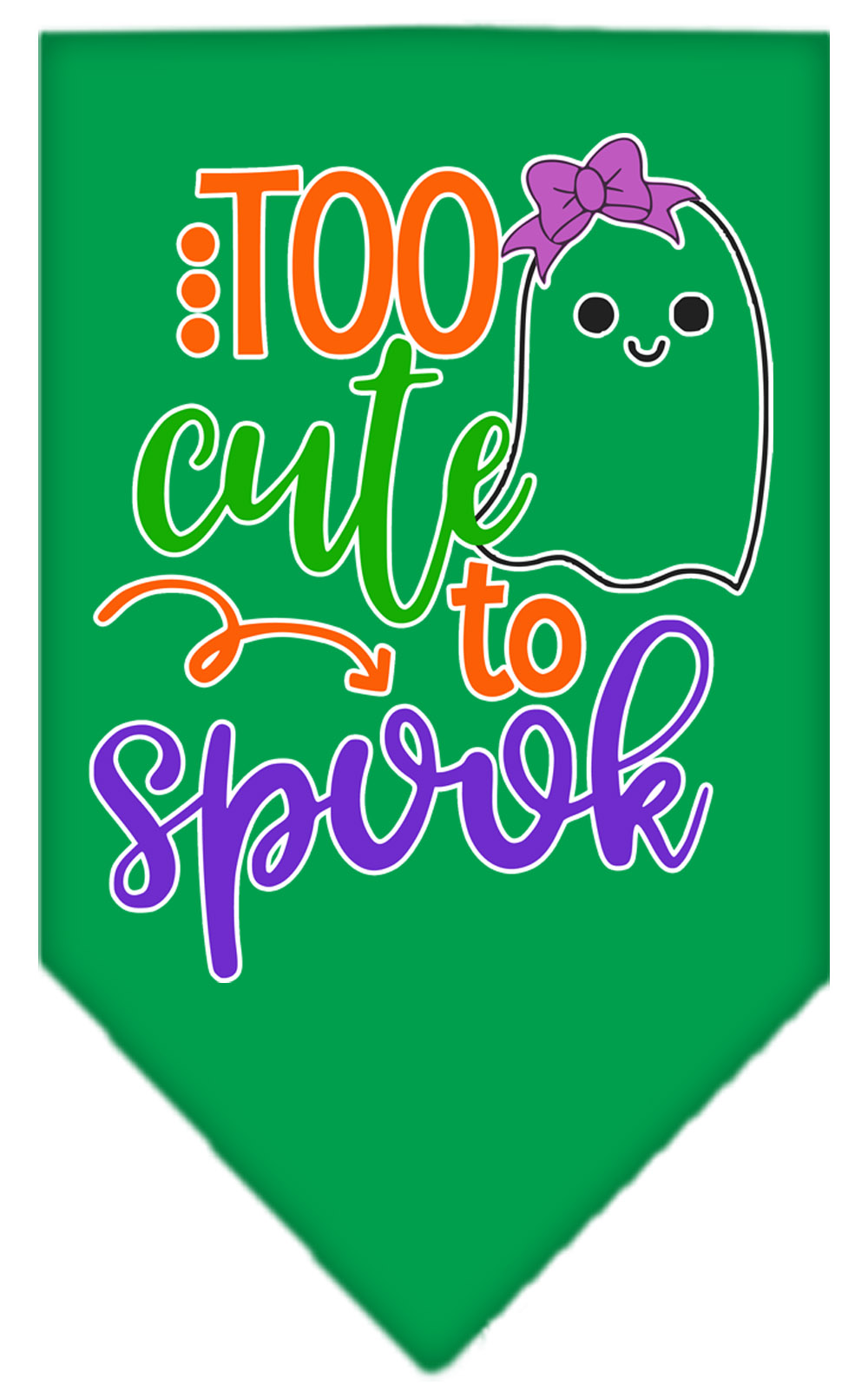 Too Cute to Spook-Girly Ghost Screen Print Bandana Emerald Green Small